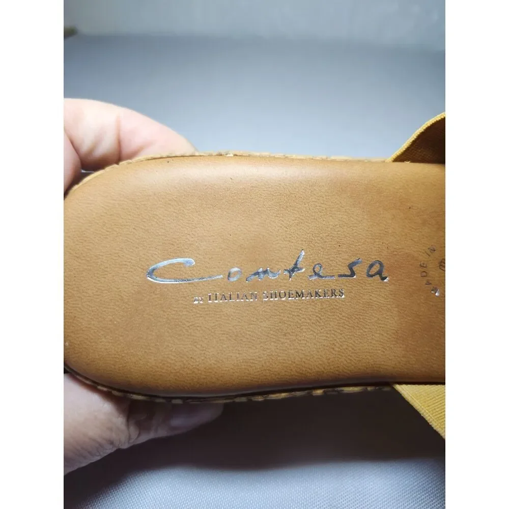 Contesa Italian Wedge Sandals Tan Strappy Bohemian Size 9M